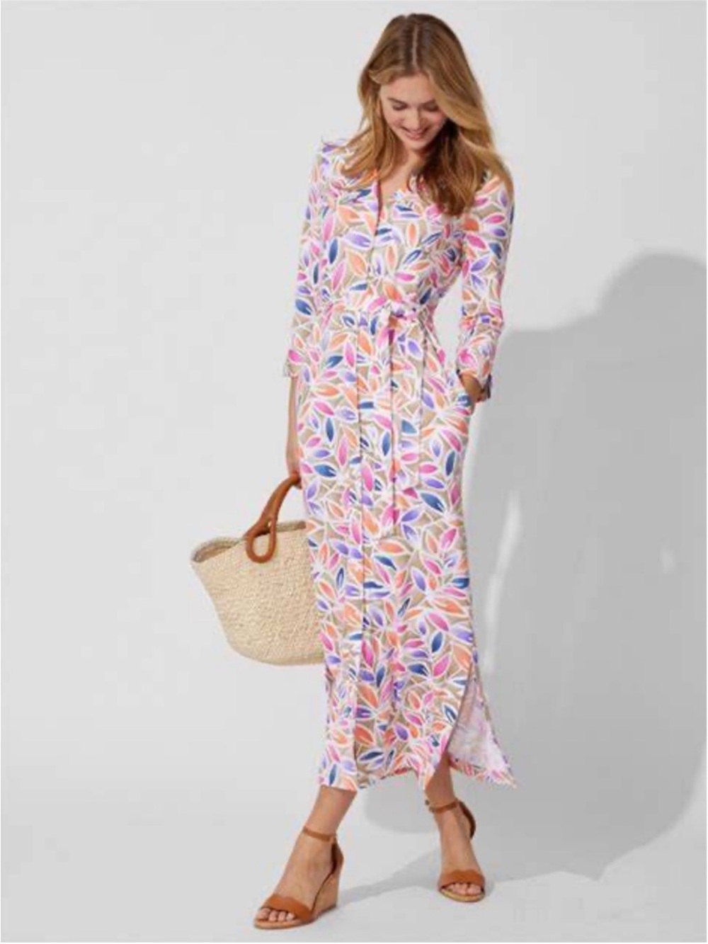 J McLaughlin Brynn Mega Leaf Pile Maxi Dress XS